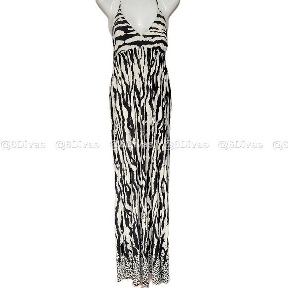 Zebra Print Halter Maxi Dress Size S   Size L - Picture 1 of 16